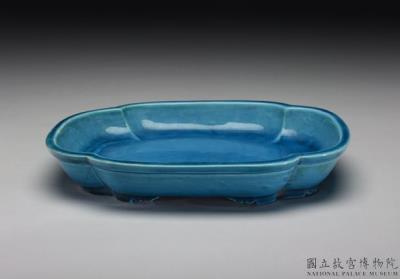 图片[2]-Basin in the shape of a begonia, Jingdezhen ware, peacock blue glaze-China Archive